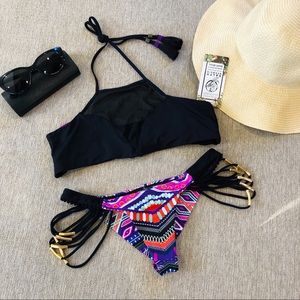 Salty Mermaid Pink Geometric Fringe Bottom